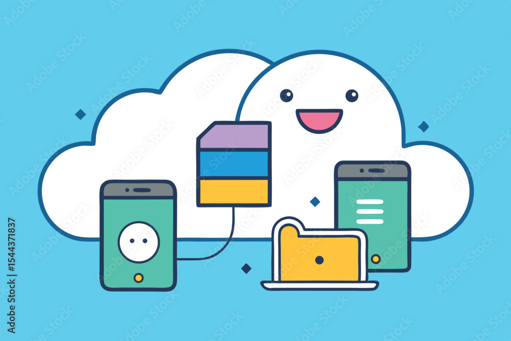 Aufkleber cloud storage technology connecting devices for data access