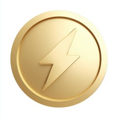 Gold Coin with Embossed Lightning Bolt Symbol