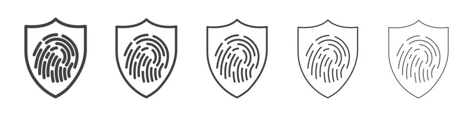 Biometric security icon vector outline set illustration sign