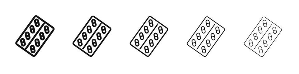 Blister drug pack icon vector outline set illustration sign