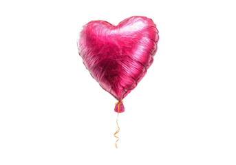 Pink heart shaped balloon floating on black background romantic love valentine, On Transparent Background, Png Image