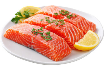 Salmon fillets on plate