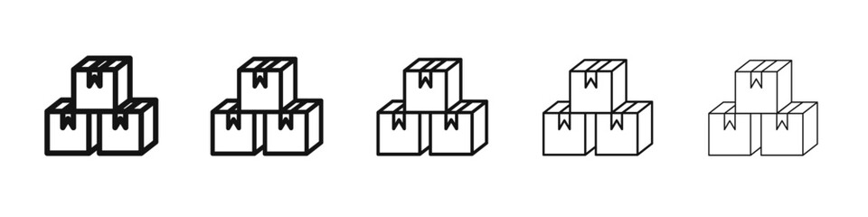 Boxes icon vector outline set illustration sign