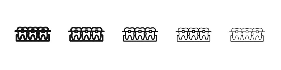 Braces icon vector outline set illustration sign