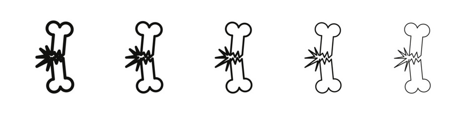 Broken bone icon vector outline set illustration sign