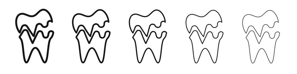 broken tooth icon vector outline set illustration sign