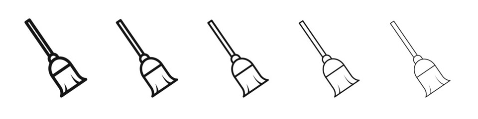 Broom icon vector outline set illustration sign
