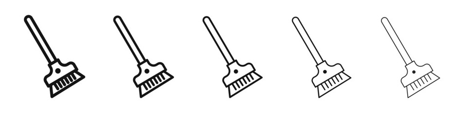 broom icon vector outline set illustration sign