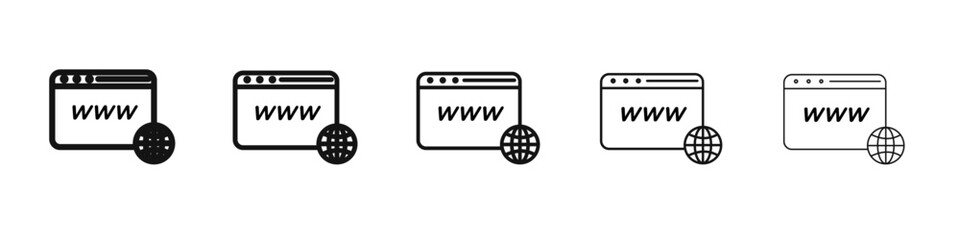 Browser icon vector outline set illustration sign