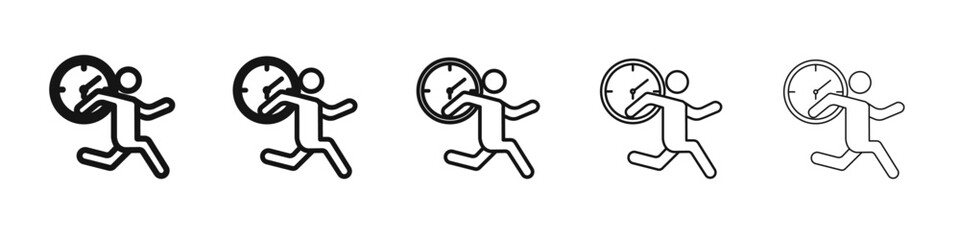 Busy icon vector outline set illustration sign