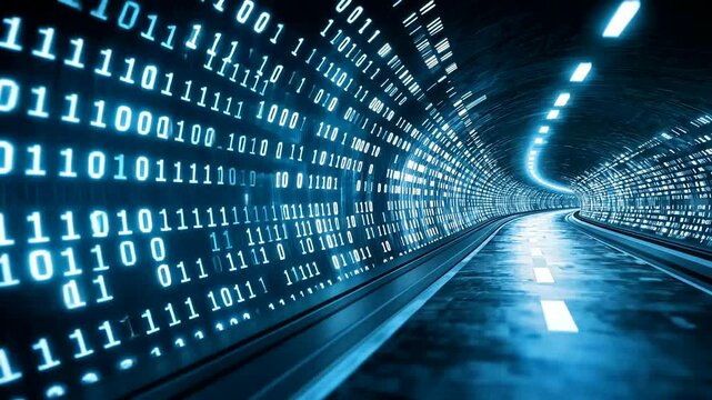 Digital Data Tunnel with Binary Code