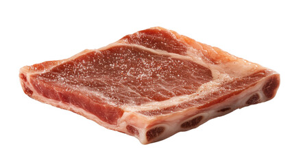 Fototapeta premium Single piece of raw bacon meat isolated on white background