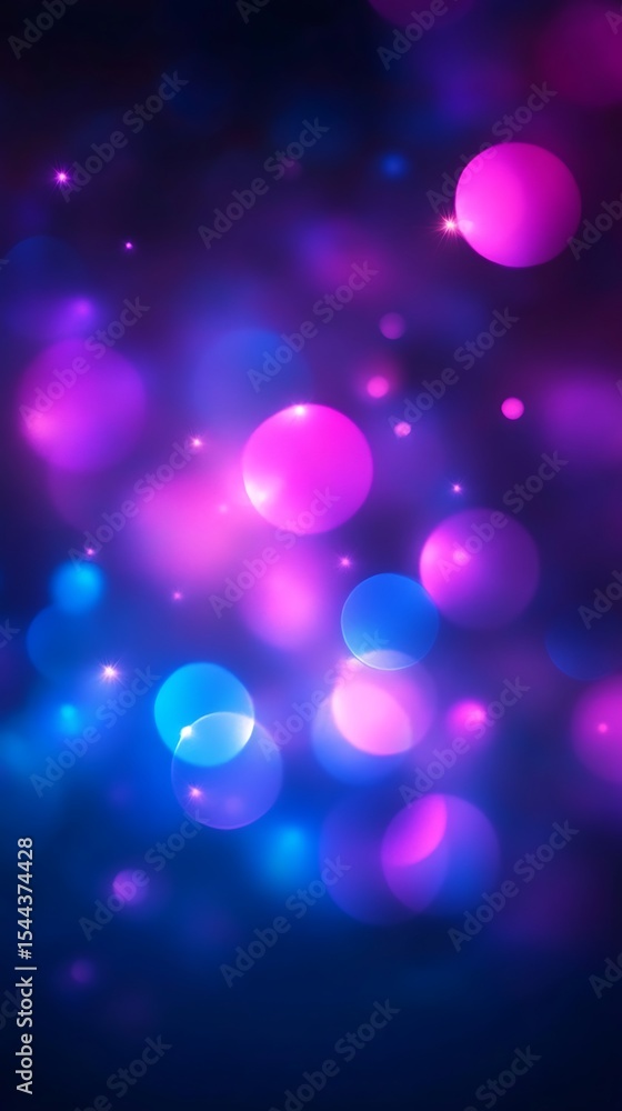 Poster iridescent bokeh abstract background with blur light effect of pink and blue