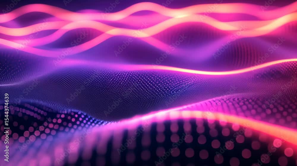 Poster abstract digital wave design with glowing points