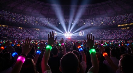 Immersive Concert Experience A Sea of Lights and Raised Hands at a Massive Stadium Show