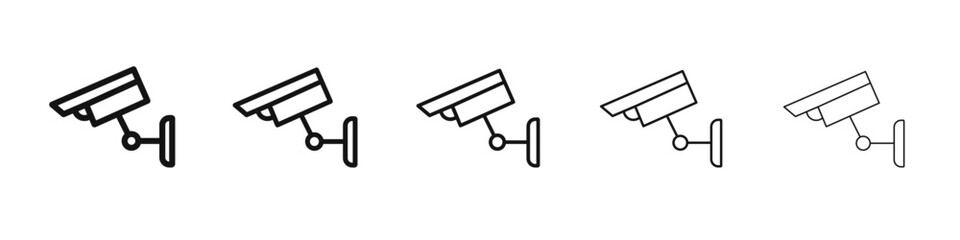 Cctv icon vector outline set illustration sign