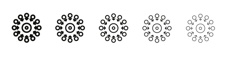 Centralized icon vector outline set illustration sign