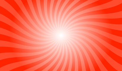 Scarlet Red Radial Retro Glowing Rays Banner. Abstract Retro Whirlwind Starburst Vector Abstract Background. Twisted Radial Illustration.