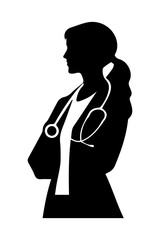 Female doctor vector silhouette
