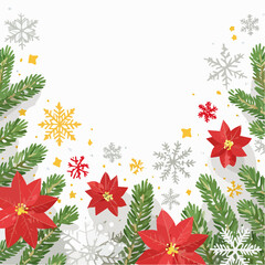Obraz premium christmas card with snowflake border vector illustration