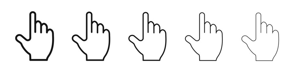 Clicking finger icon vector outline set illustration sign