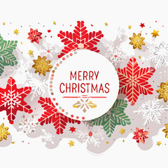 Obraz premium christmas card with snowflake border vector illustration