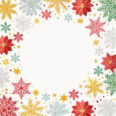 Fototapeta premium christmas card with snowflake border vector illustration