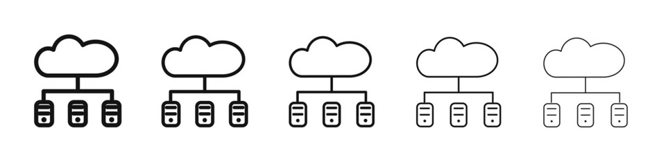 Cloud Data Center icon vector outline set illustration sign