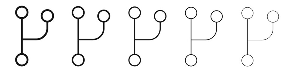 Code branch icon vector outline set illustration sign