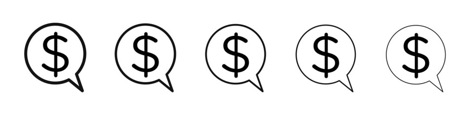 Obraz premium Comment dollar icon vector outline set illustration sign