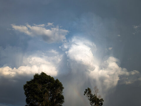 A rain shower over the American high plains.