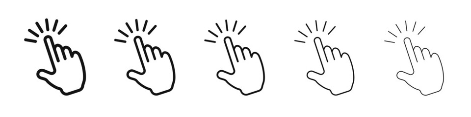 Computer hand cursor click icon vector outline set illustration sign