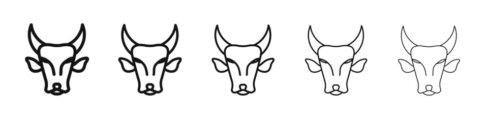 Cow head icon vector outline set illustration sign