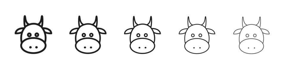 Cow icon vector outline set illustration sign
