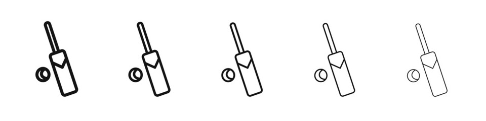 Cricket Bat ball icon vector outline set illustration sign