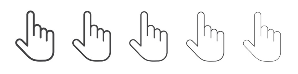 Cursor hand icon vector outline set illustration sign