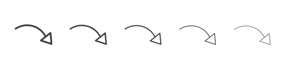 Curved arrow icon vector outline set illustration sign