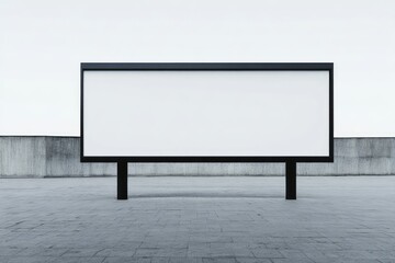 Obraz premium A blank billboard with an isolated white background. The billboard is large and has a black frame, with two columns of light inside the left side for advertising.