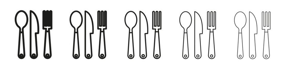 Cutlery icon vector outline set illustration sign