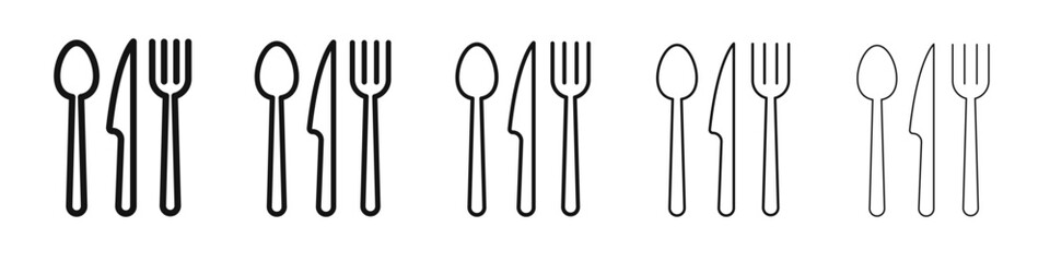 Cutlery icon vector outline set illustration sign