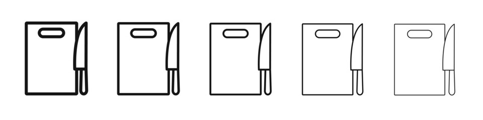 Cutting board with knife vector outline set illustration sign