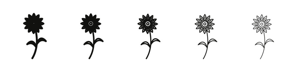 Daffodil icon vector outline set illustration sign