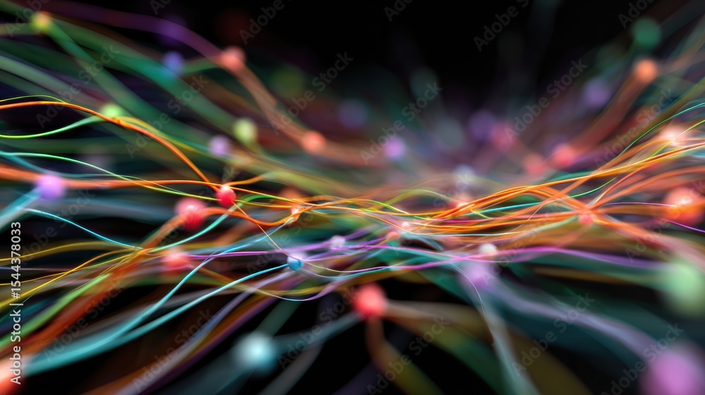 Poster visual representation of neural pathways experiencing overload in a dynamic and colorful manner