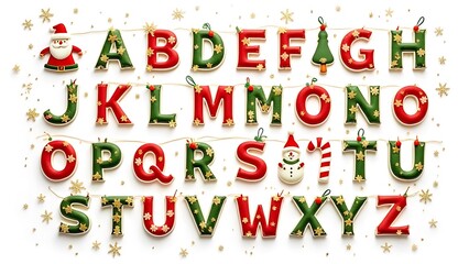 Christmas Alphabet Garland: Festive Letters and Icons