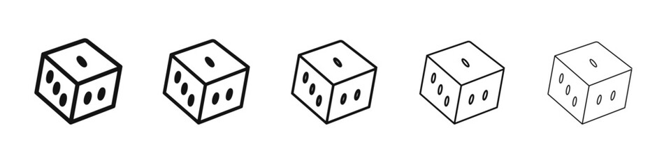 Dice icon vector outline set illustration sign