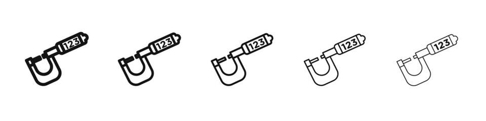 digital micrometer icon vector outline set illustration sign
