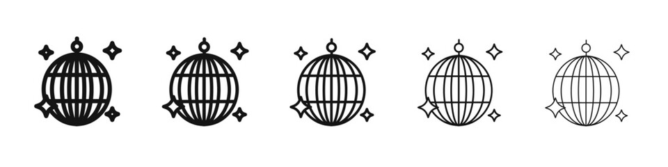 disco ball icon vector outline set illustration sign