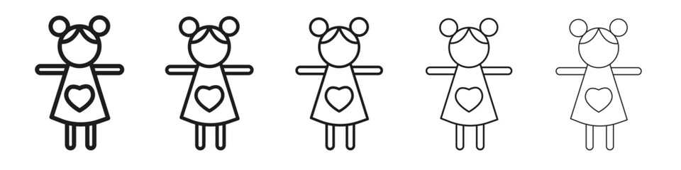 doll icon vector outline set illustration sign