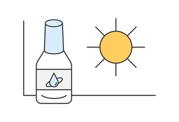 Do Not Expose Eye Drops to Direct Sunlight – Caution Illustration

