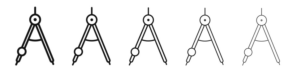 drawing compass icon' vector outline set illustration sign
